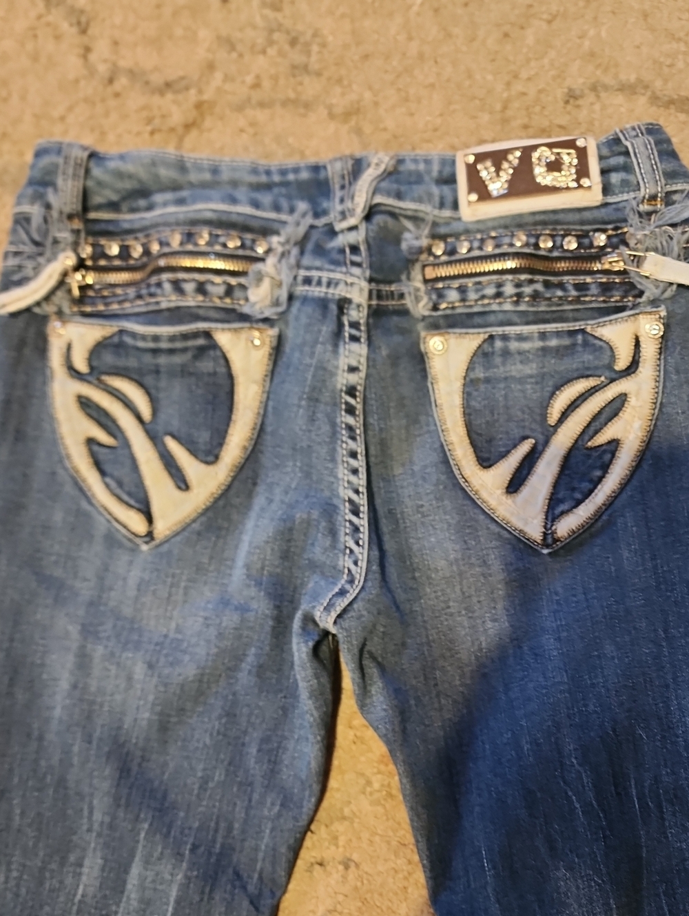 Vintage Virgin Only VO Embellished Rhinestone Jeans Size 29 Y2K